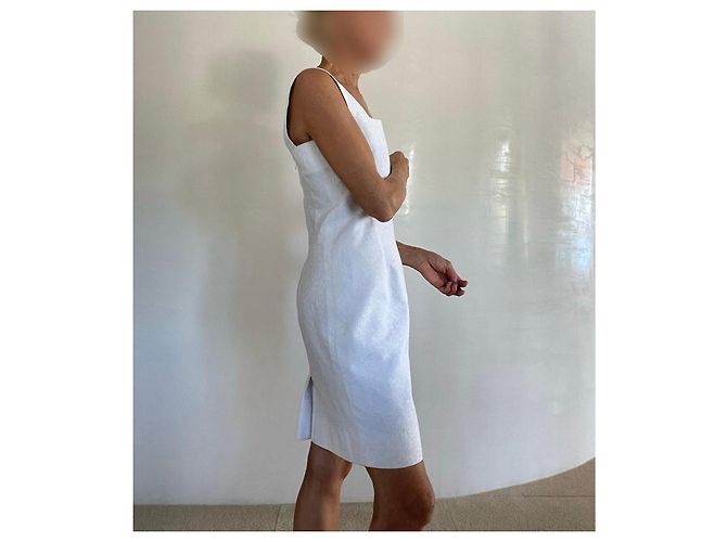 Autre Marque Weißes Mini-Trägerkleid aus Baumwoll-Piqué - Ansicht 6