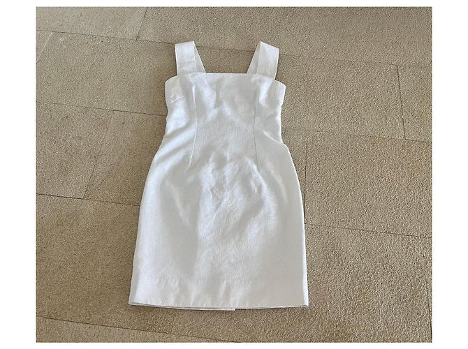 Autre Marque Weißes Mini-Trägerkleid aus Baumwoll-Piqué - Ansicht 7