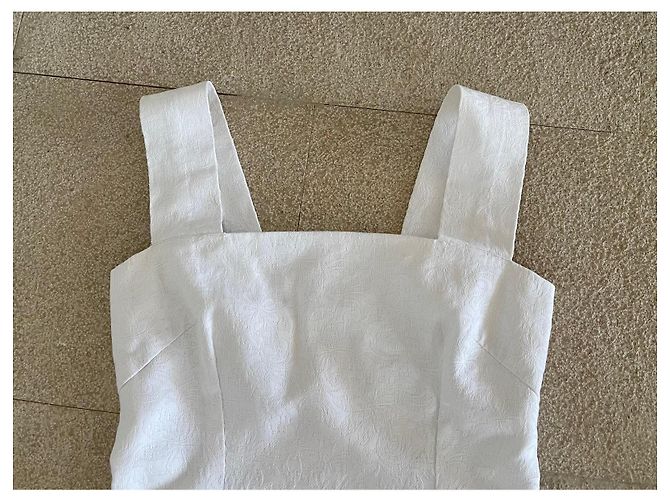 Autre Marque Weißes Mini-Trägerkleid aus Baumwoll-Piqué - Ansicht 8