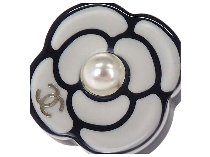 Chanel Camellia Stecker aus Kunststoff Weiß - Ansicht 4