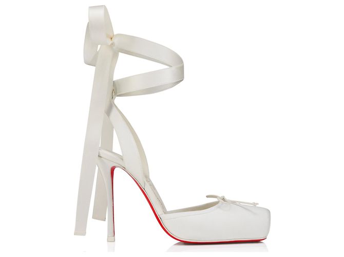 Christian Louboutin Satin High Heels Weiß - Ansicht 2