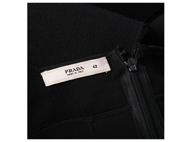 Abito Prada nero con pannelli in chiffon di seta semi-trasparente - vista 9