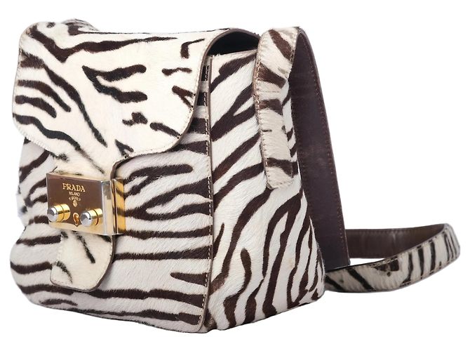 Bolso de hombro Prada con estampado de cebra Blanco - vista 2