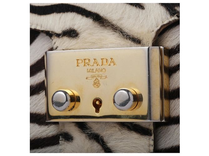 Bolso de hombro Prada con estampado de cebra Blanco - vista 5