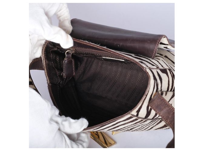 Bolso de hombro Prada con estampado de cebra Blanco - vista 9