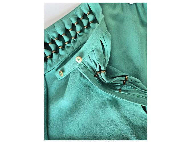 Blusa de seda verde com recortes Diane von Furstenberg - vista 2