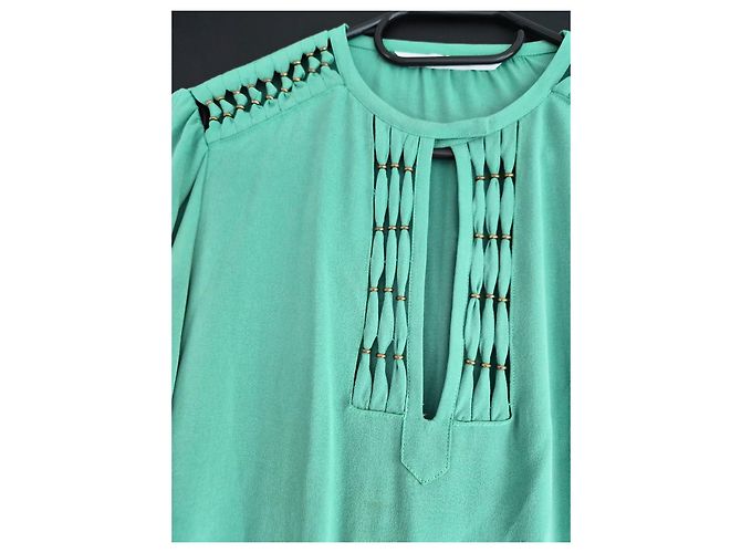 Blusa de seda verde com recortes Diane von Furstenberg - vista 3