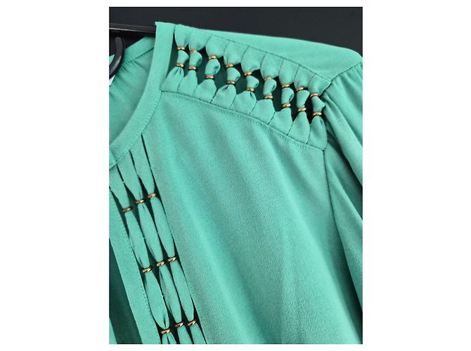 Blusa de seda verde com recortes Diane von Furstenberg - vista 4