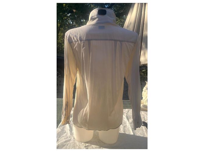 Timeless Camisa Chanel de seda crema con corbata negra Negro Crudo - vista 3