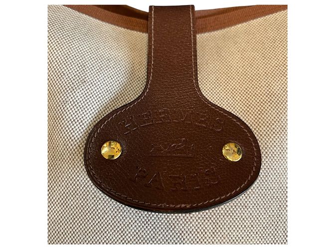 Hermès Borsa a tracolla Hermes Rodeo 1984 in tela beige e pelle marrone - vista 3