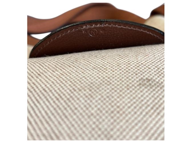 Hermès Borsa a tracolla Hermes Rodeo 1984 in tela beige e pelle marrone - vista 5