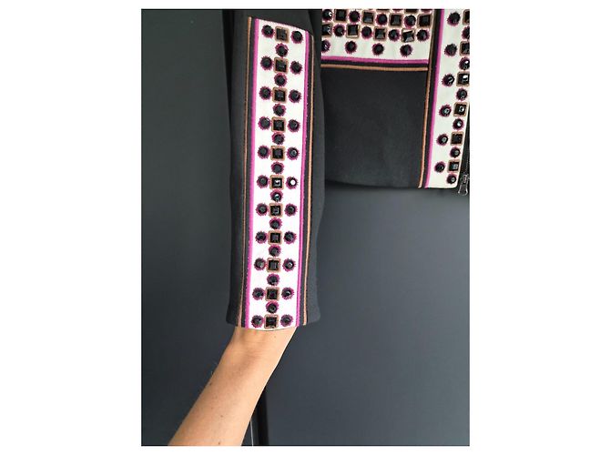 Giacca nera Diane Von Furstenberg adornata con perle e cristalli Nero - vista 2