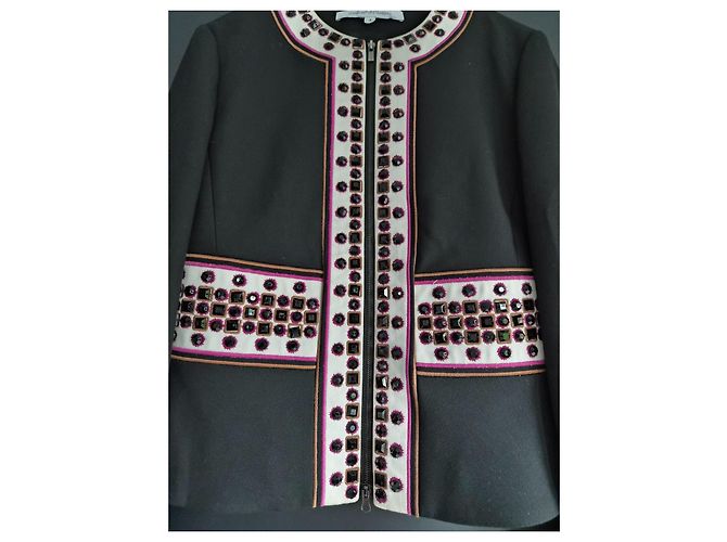 Giacca nera Diane Von Furstenberg adornata con perle e cristalli Nero - vista 4