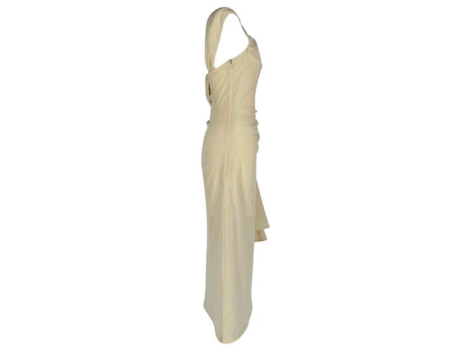 Abito midi Jacquemus Le Raphia La Robe Abanada in lana crema Bianco Crudo - vista 2