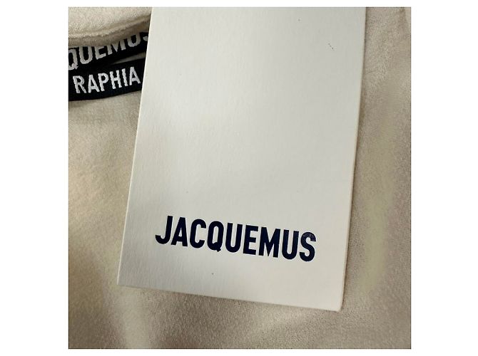 Abito midi Jacquemus Le Raphia La Robe Abanada in lana crema Bianco Crudo - vista 6