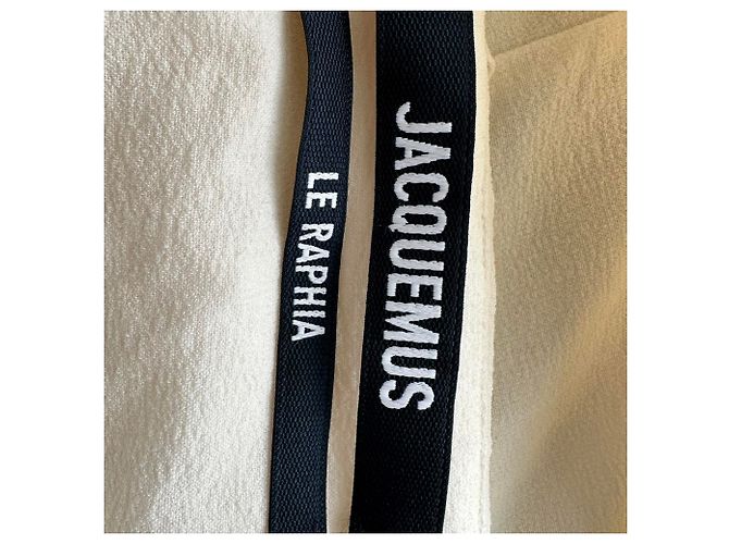 Abito midi Jacquemus Le Raphia La Robe Abanada in lana crema Bianco Crudo - vista 7