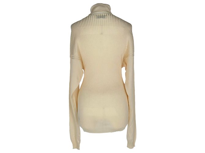 Bottega Veneta Bottega Rollkragenpullover aus cremefarbener Seide Weiß Roh - Ansicht 3