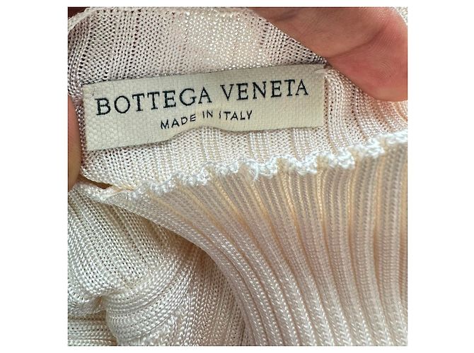 Bottega Veneta Bottega Rollkragenpullover aus cremefarbener Seide Weiß Roh - Ansicht 4