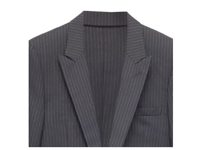 Autre Marque Blazer Dior a righe monopetto in lana nera Nero - vista 2