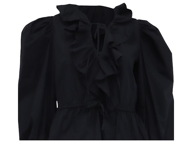 Ulla Johnson Bluse mit Rüschenkragen aus schwarzer Baumwolle - Ansicht 2
