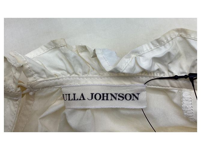 Blusa Ulla Johnson Pippa com mangas folhadas em algodão marfim Branco Cru - vista 12