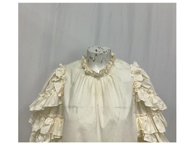 Blusa Ulla Johnson Pippa com mangas folhadas em algodão marfim Branco Cru - vista 15