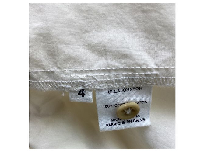 Blusa Ulla Johnson Pippa com mangas folhadas em algodão marfim Branco Cru - vista 5