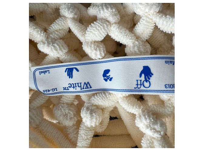 Off White Borsa a tracolla hobo Off-White in macramé di cotone crema Bianco Crudo - vista 2
