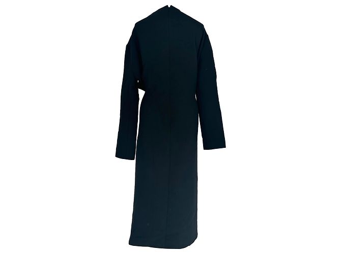 Max Mara Sportmax Midi-Kleid mit langen Ärmeln und Drapierung aus schwarzem Polyester - Ansicht 3