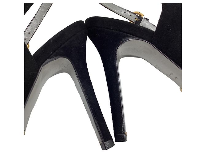 Sandali Slingback Sergio Rossi con tacco in camoscio nero - vista 10