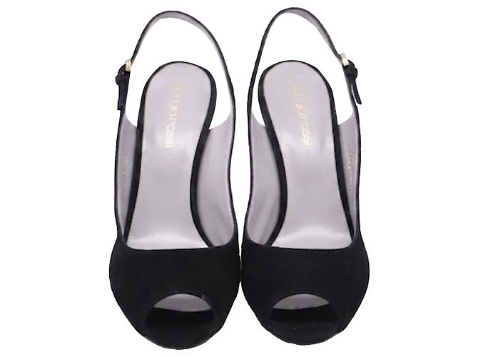 Sandali Slingback Sergio Rossi con tacco in camoscio nero - vista 2