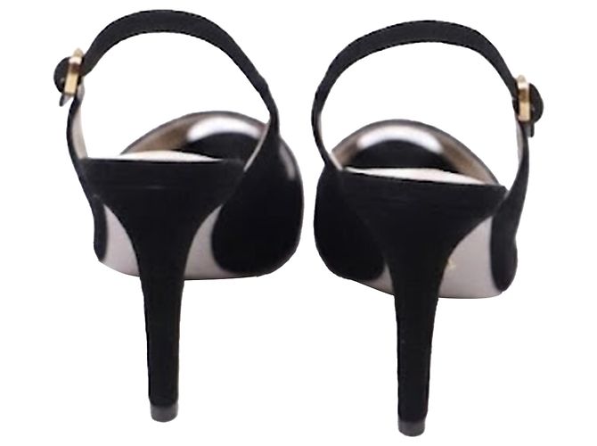 Sandali Slingback Sergio Rossi con tacco in camoscio nero - vista 5