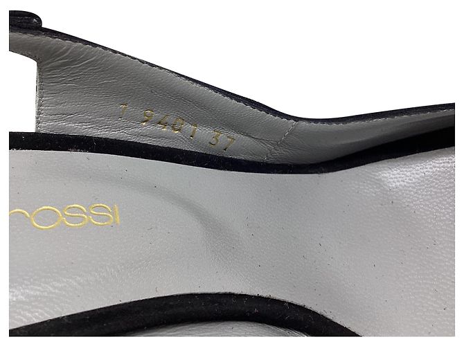 Sandali Slingback Sergio Rossi con tacco in camoscio nero - vista 8