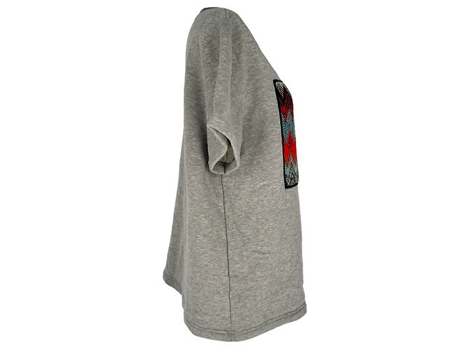 Camiseta de cuello redondo Missoni con estampado zigzag en algodón gris - vista 2
