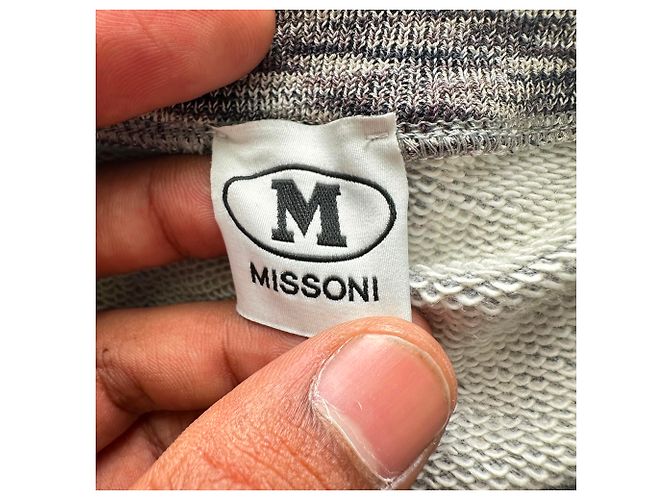 Camiseta de cuello redondo Missoni con estampado zigzag en algodón gris - vista 4