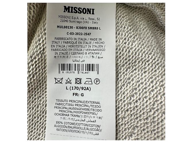 Camiseta de cuello redondo Missoni con estampado zigzag en algodón gris - vista 5