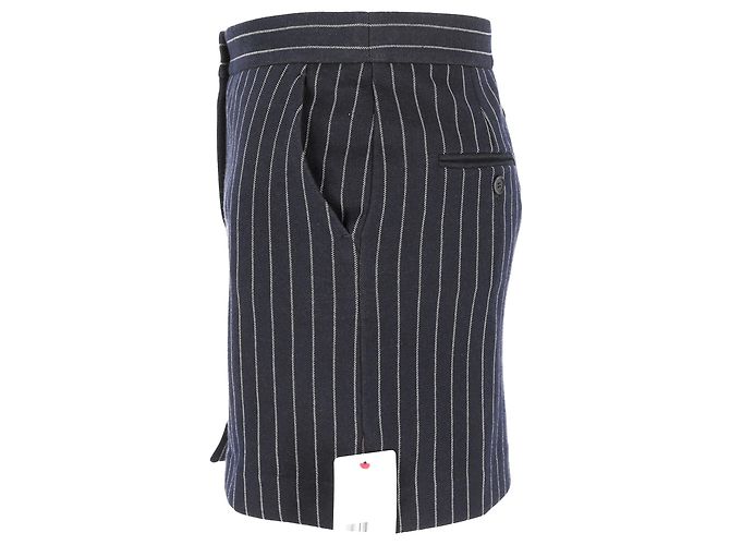 Max Mara Kirsch Pinstripe Mini Skirt in Navy Blue Cotton - view 2