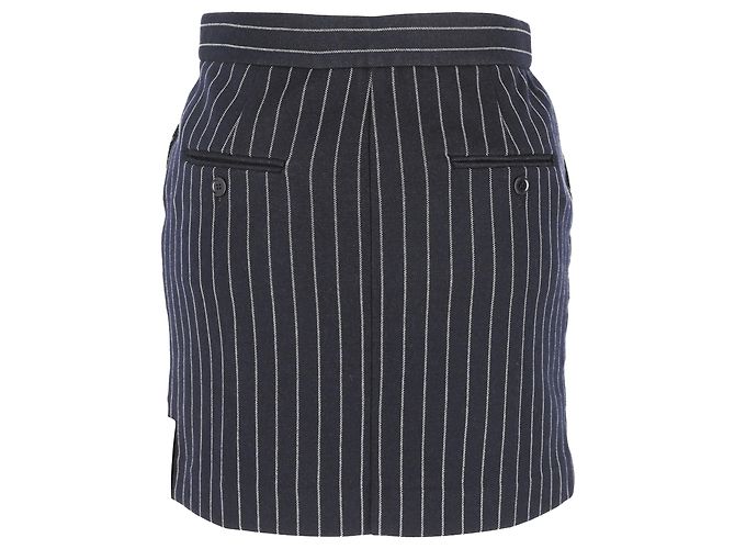 Max Mara Kirsch Pinstripe Mini Skirt in Navy Blue Cotton - view 3