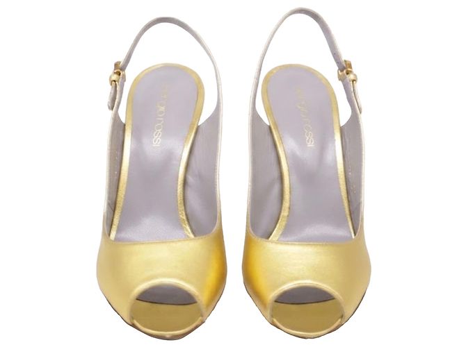 Sandali Slingback Sergio Rossi in pelle dorata D'oro - vista 2