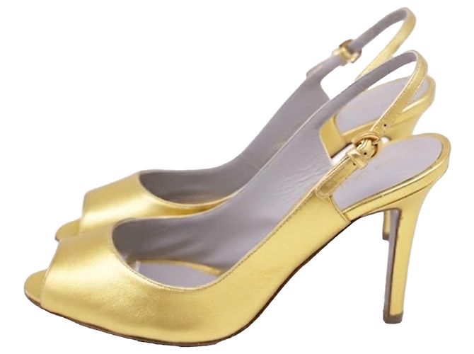 Sandali Slingback Sergio Rossi in pelle dorata D'oro - vista 4