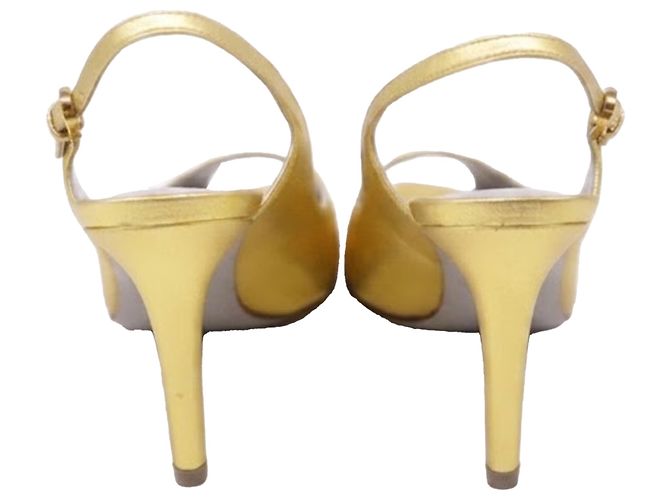 Sandali Slingback Sergio Rossi in pelle dorata D'oro - vista 5
