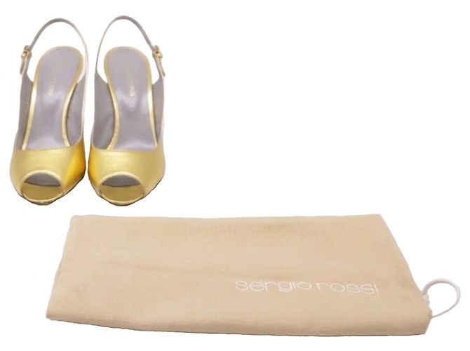 Sandali Slingback Sergio Rossi in pelle dorata D'oro - vista 6