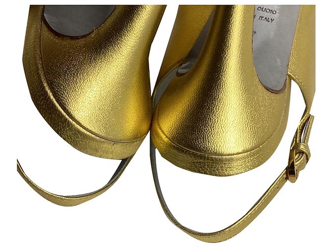 Sandali Slingback Sergio Rossi in pelle dorata D'oro - vista 7