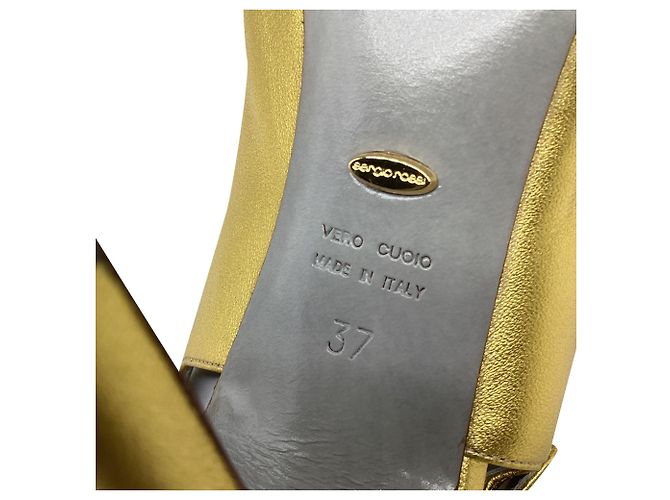 Sandali Slingback Sergio Rossi in pelle dorata D'oro - vista 8