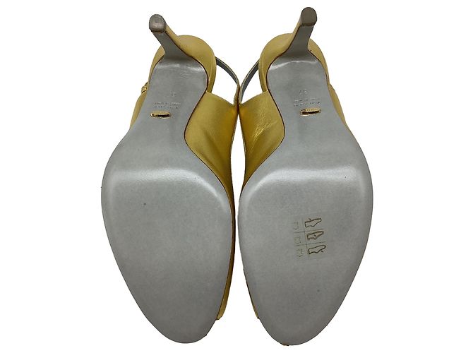 Sandali Slingback Sergio Rossi in pelle dorata D'oro - vista 9