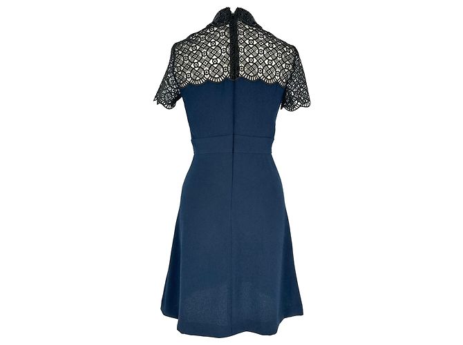 Abito Mini Sandro Iberia ace Accent in Poliestere Blu Navy - vista 3