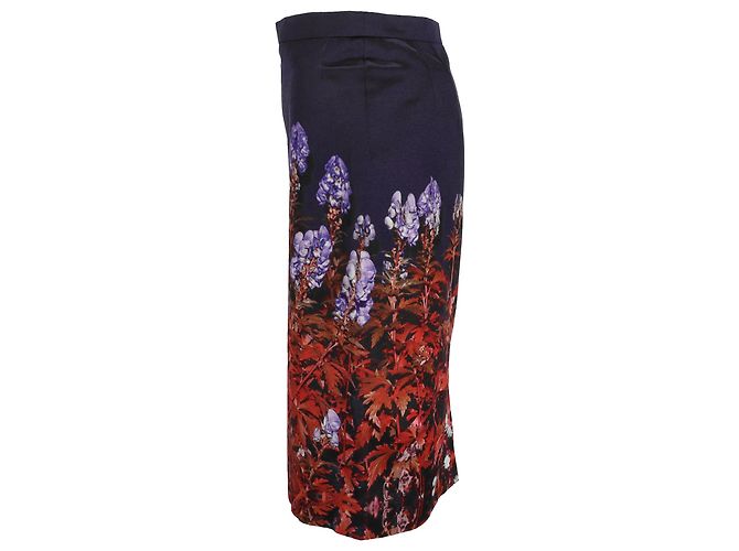 Falda midi con estampado floral Dries van Noten en viscosa negra Negro - vista 2