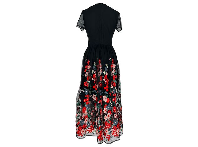 Maje Raphael Midikleid mit Blumenstickerei aus schwarzem Polyester - Ansicht 3