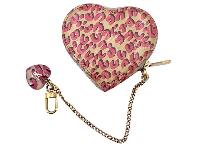 Louis Vuitton Portamonete Coeur Vernis Sprouse Leopard Beige e Rosa - vista 3