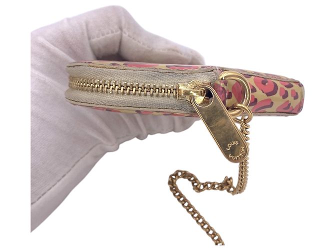 Louis Vuitton Portamonete Coeur Vernis Sprouse Leopard Beige e Rosa - vista 4